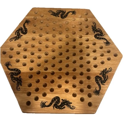 Tablero de cuadros chino Pressman sólido 11" resistente roble dragones vintage Foto 1 de 4