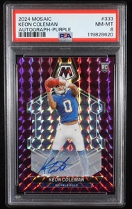 Keon Coleman 2024 Panini Mosaic Rookie Auto Purple Card #333 #11/49 (PSA 8) - Picture 1 of 2