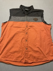 Harley Davidson Blowout Fransenärmel Hemd Herren 3XL Burnt Orange Biker Knopf - Bild 1 von 9