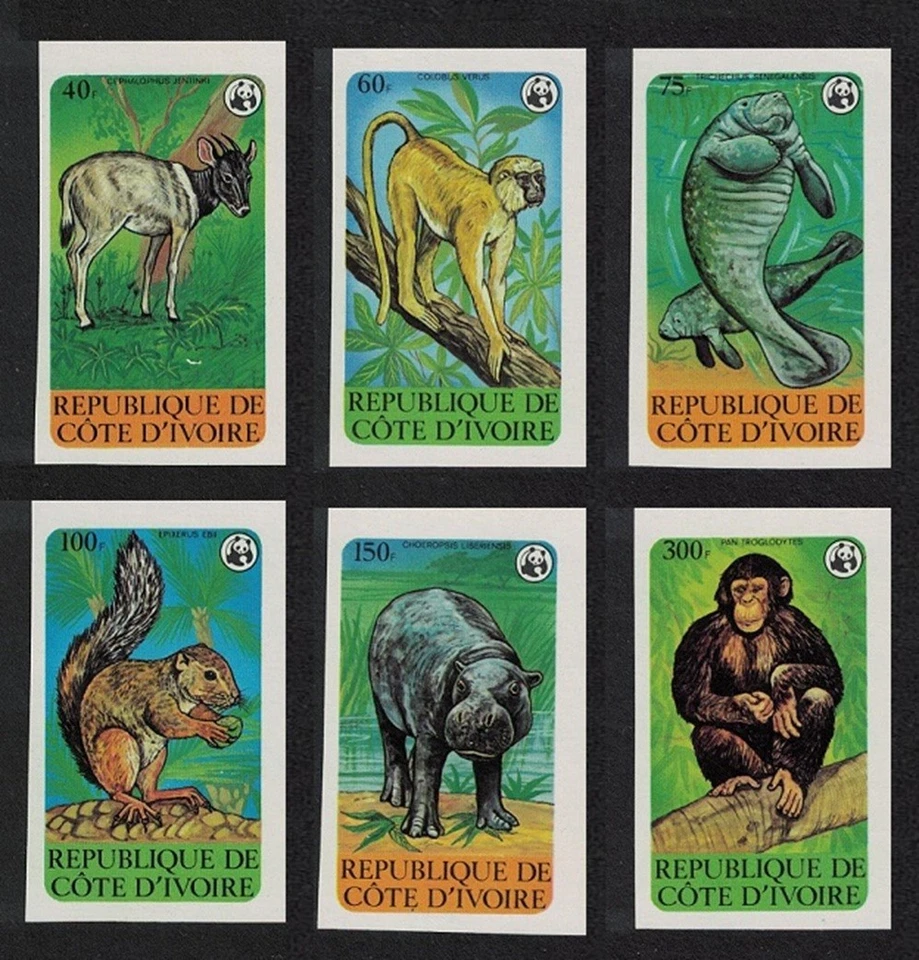 Costa de Marfil WWF Animales en Peligro de Extinción 6v imperf 1979 MNH SG#613-618 Foto 1 de 1