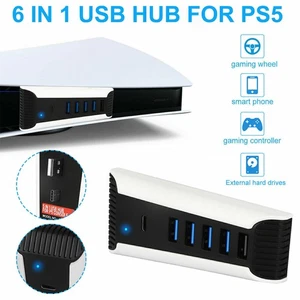 5 Ports USB Hub Adapter High Speed Splitter+Type-c for PS5 Console/PS5 Ultra HD - Picture 1 of 6