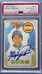 1969 Topps #640 Fergie Jenkins - Signed Autographed - PSA Authentic Auto 9 - Picture 1 of 2