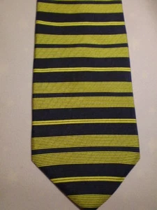 Basic Element Silk Tie Yellow Navy Blue Striped 56" - Picture 1 of 2