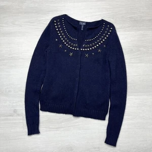 Armani Jeans Dark Blue Wool Cardigan Size 40 - Picture 1 of 8