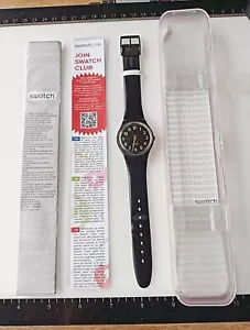 Mens Genuine Swatch Watch Black Golden Tac Runs Needs Repair - Picture 1 of 10