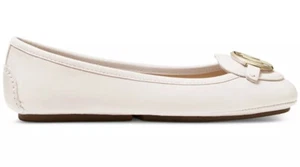 Neu Michael Kors Lillie Ballerinas MK Logo Leder Slipper Zehe hell creme gold - Bild 1 von 3