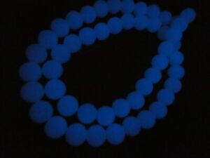 Blue Phosphorescent Glow in The Dark Modern Ye Ming Zhu 8mm Bead Strand 15"