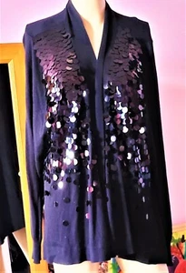 Karen Kane BLACK SEQUINED OPEN FRONT EVENING Long Sleeve JACKET PLUS SIZE 3X - Picture 1 of 6