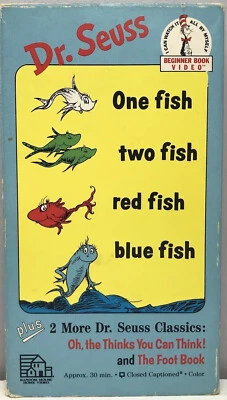 Dr. Seuss One Fish Two Red Blue Think Foot Book VHS Video Tape VTG Kids Family - Image 1 of 4