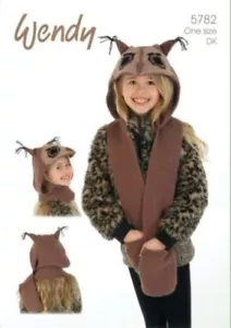 WENDY OWL HOOD KNITTING PATTERN 5782 - Picture 1 of 1