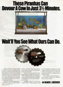 1990 Vintage Print Ad Black & Decker These Piranhas Can Devour a Cow Saw Blades - Picture 1 of 2