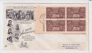 TurtlesTradingPost- Indian Centennial- 1948 FDC #972- Artcraft- Plate Block - Picture 1 of 1