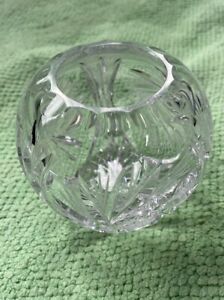 Small Crystal Rose Bowl Cut Glass  Flower Vase approx 8cm tall Heavy Round Vase