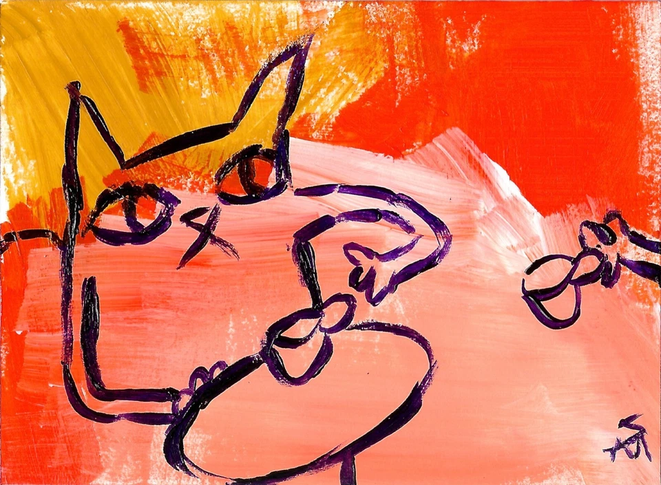 IMPRESIÓN ACEO DE PINTURA DE GATO Samantha McLean Café Abstracto ARTE CAPRICHOSO Foto 1 de 1