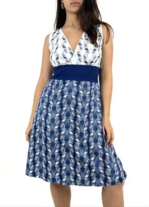 Patagonia blau Blumen ärmellos Outdoor Wandern A-Linie Midikleid Größe M - Bild 1 von 12