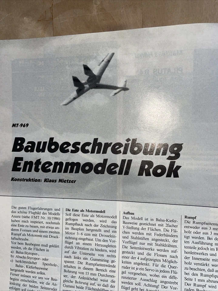 Bauplan für Segelflugzeug Entenmodell ROK, 300 cm Spannweite - Bild 1 von 2