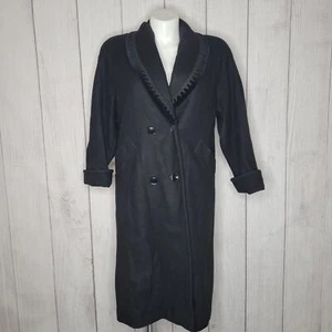 Vintage 70er Jahre Jofeld schwarzer zweireihiger Trenchcoat mit Knopfleiste Damen - Bild 1 von 12
