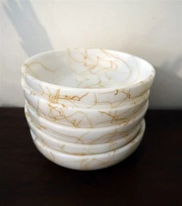 Set 5 x Vintage Milk Glass Bowl Hazel Atlas Butterscotch Spaghetti String MCM - Picture 1 of 4