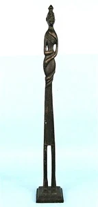 "ESTATUA MUJER ALTA AFRICANA 16"" HIERRO FUNDIDO MEDIADOS DE SIGLO ESTILO MODERNO GIACOMETTI" - Imagen 1 de 10