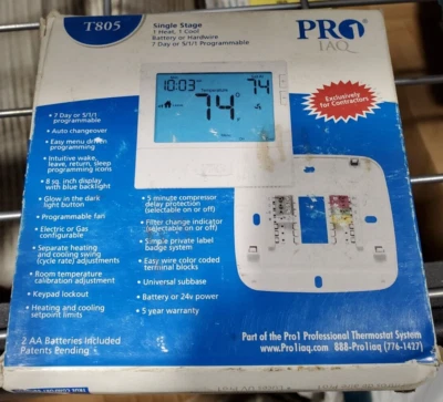 *CHEAP* PRO1 IAQ T705 7 or 5 Day Programmable Electronic Digital Thermostat 8" - Image 1 of 3