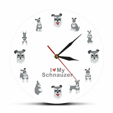 I Love Schnauzer Style Printed Wall Clock For Decor Hanging Home Accessories Cover