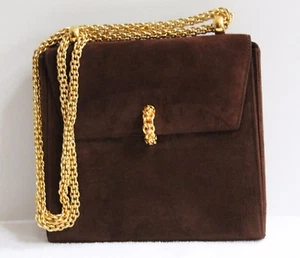 BOLSO DE HOMBRO PALOMA PICASSO COUTURE MARRÓN CHOCOLATE GAMUZA CON CORREA DE CADENA DORADA - Imagen 1 de 11