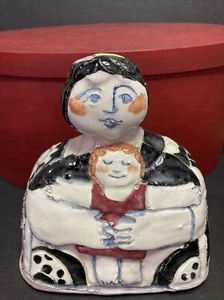 Sue Bolt Mother Child Art Pottery Sculpture Artist Signed Mod Folk Art 3D - Picture 1 of 11