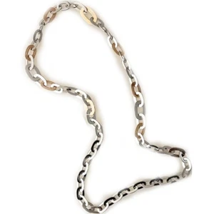Collana LUNGA donna Rebecca catena acciaio e bronzo maglia a catena 70Cm - Imagen 1 de 3