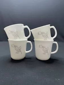 Corelle - SOLITARY - 4 Mugs / Cups - Silver Gray Rose - Picture 1 of 4