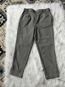 by Anthropologie Gr. Small schwarz weiß Rauten Karo Crop hoch tailliert Stretch Hose - Bild 1 von 8