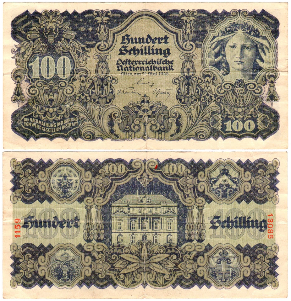 Austria 100 Schilling P#118 (1945) Oesterreichische Nationalbank VF - Image 1 of 1