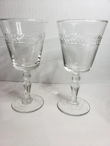 Libbey Rock Sharpe Jefferson Wine Glass Stemware 7” Water Goblet Set Of 2 - Picture 1 of 7