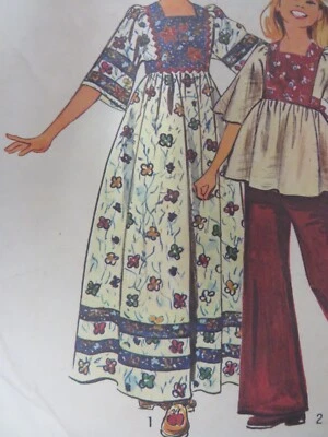 Vtg 70's Simplicity 6001  LONG & SHORT CAFTAN DRESS Sewing Pattern Girl Sz 10 - Image 1 of 4