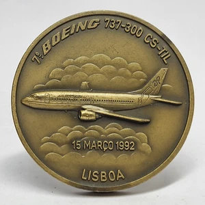 TAP AIR PORTUGAL 1992 Airplane LISBOA 7th BOEING 737/300 Bronze Medal - Picture 1 of 4