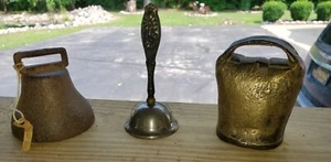 LOT Of 3 Antique Cow Bells Metal RODEO/School/Horse/Sheep - Picture 1 of 9