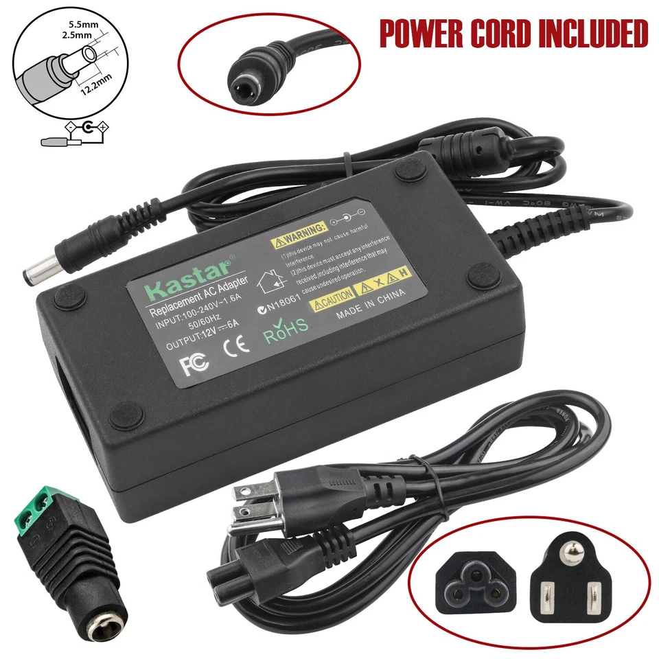 Kastar 12V 6A AC Adapter Power Supply Charger For 5050 3528 Flexible LED Strips - Image 1 of 4