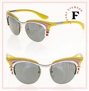 PRADA Dixie Oval Retro PR60OS Yellow Pink Silver Mirror 60O Fashion Sunglasses - Picture 1 of 12