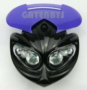 Alien BLUE Motorcycle Headlight Streetfighter Custom Street For Honda Suzuki KTM - Picture 1 of 5