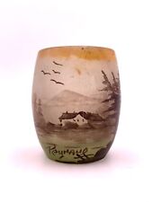 Vase miniature en pâte de verre peint Art Nouveau signé PEYNAUD