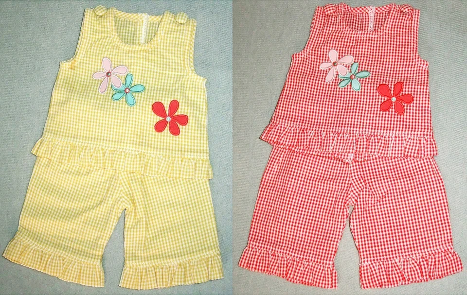 Cute Gingham SUMMER PLAY SET for 18" size dolls - Top & Pants, 1 SET - Image 1 of 1
