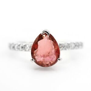 Exquisite Pink Brown Tourmaline 925 Sterling Silver Handcrafted Engagement Rings