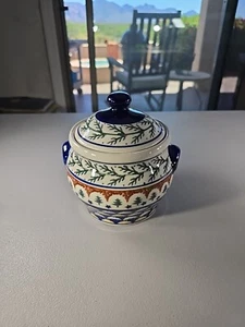 Polish Pottery 6-inch Jar with Lid and Handles (Pine Boughs Theme) Hand Painted - Picture 1 of 11