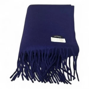 Kiton Napoli 100% Cashmere Navy Blue Fringe Scarf 14"x72" $1050 - Picture 1 of 3