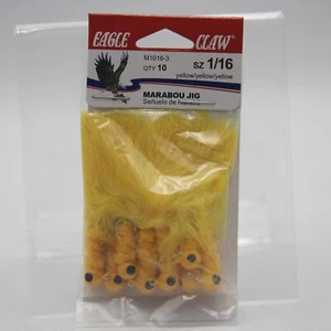 Eagle Claw Maribou Jigs Hooks Yellow M1016-3 Size 1/16 - Picture 1 of 2