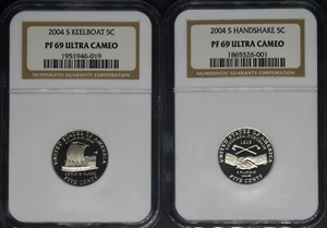 2004-S Nickel Keelboat/Handshake NGC PF69 Ultra Cameo 2 Coin Lot ✪COINGIANTS✪ - Picture 1 of 2