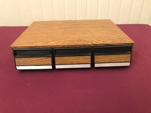 Vintage 3 Drawer 42 Audio Cassette Tape Storage Holder Case Faux Wood Grain Look - Picture 1 of 5