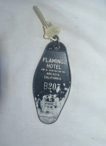 Vintage Hotel Key With Fob Flamingo Hotel Arcadia California #B207 - Picture 1 of 5