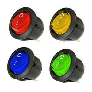 5 x Wippenschalter Rund 12 / 250 V Beleuchtet Farbig Ein Aus Schließer 6 A 13890 - Bild 1 von 5