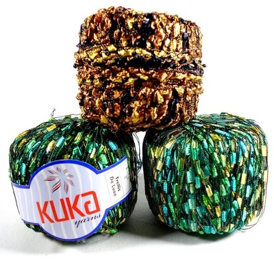 Hilo de cinta de nailon 3 madejas 2 Kuka hecho en pavo verde 1 madeja marrón desconocido Foto 1 de 4