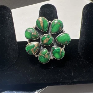 Sterling Silber irische grüne Dahlie Träne Cluster verstellbar Ring 925 - Bild 1 von 15